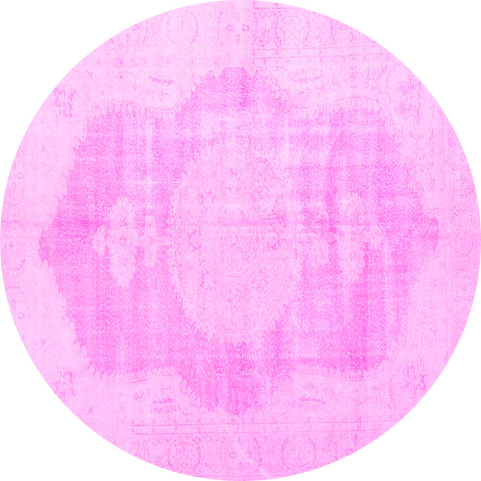 Round Machine Washable Persian Pink Traditional Rug, wshtr3872pnk