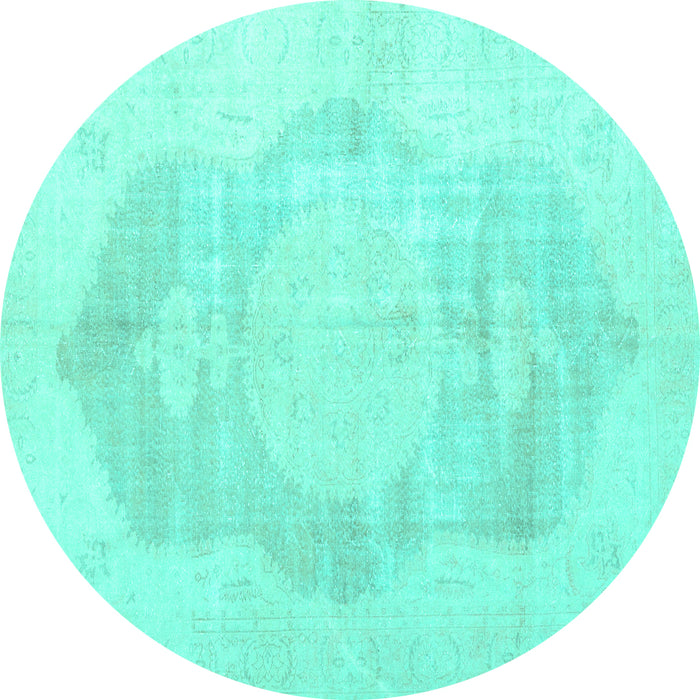 Round Persian Turquoise Traditional Rug, tr3872turq