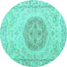 Round Persian Turquoise Traditional Rug, tr3873turq