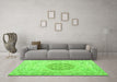 Machine Washable Persian Green Traditional Area Rugs in a Living Room,, wshtr3873grn