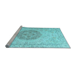 Sideview of Machine Washable Persian Light Blue Traditional Rug, wshtr3873lblu