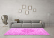 Machine Washable Persian Pink Traditional Rug in a Living Room, wshtr3873pnk