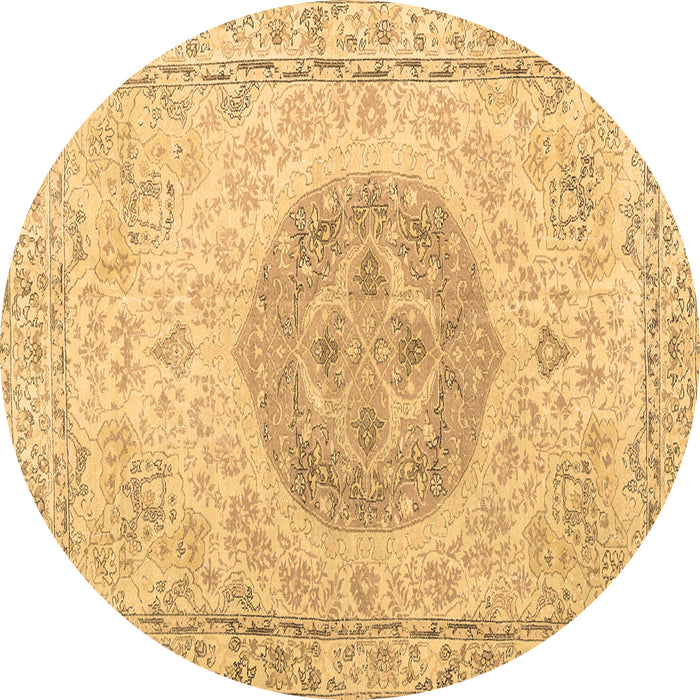 Round Persian Brown Traditional Rug, tr3873brn