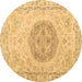 Round Persian Brown Traditional Rug, tr3873brn