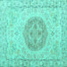 Square Persian Turquoise Traditional Rug, tr3873turq