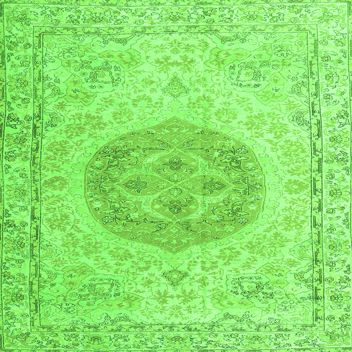Round Machine Washable Persian Green Traditional Area Rugs, wshtr3873grn