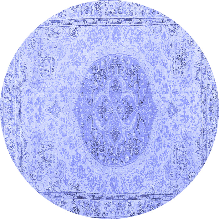 Round Persian Blue Traditional Rug, tr3873blu