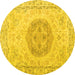 Round Persian Yellow Traditional Rug, tr3873yw