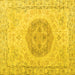 Square Machine Washable Persian Yellow Traditional Rug, wshtr3873yw