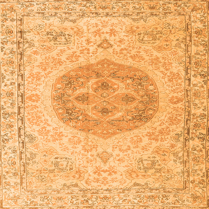 Round Machine Washable Persian Orange Traditional Area Rugs, wshtr3873org