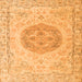 Round Machine Washable Persian Orange Traditional Area Rugs, wshtr3873org