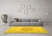 Machine Washable Persian Yellow Traditional Rug in a Living Room, wshtr3873yw