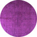 Round Persian Purple Traditional Rug, tr3874pur