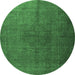 Round Persian Emerald Green Traditional Rug, tr3874emgrn