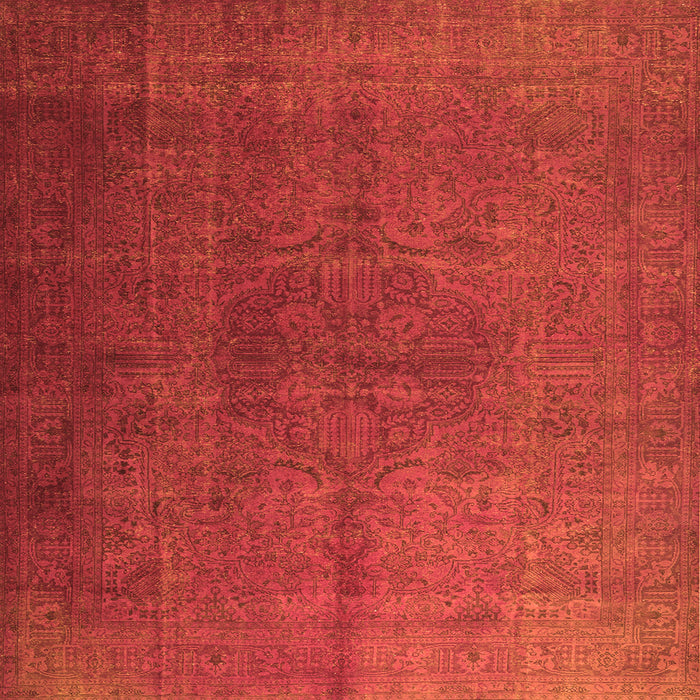 Round Machine Washable Persian Orange Traditional Area Rugs, wshtr3874org