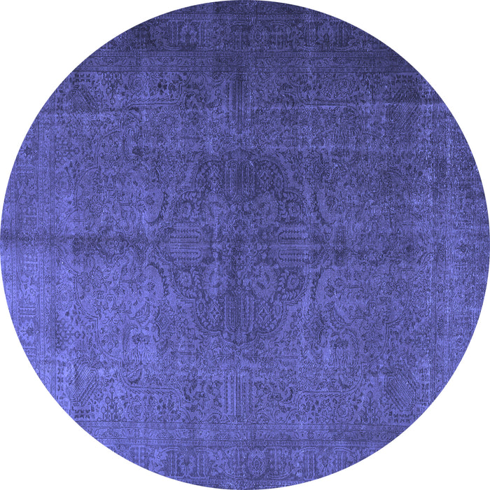 Round Persian Blue Traditional Rug, tr3874blu