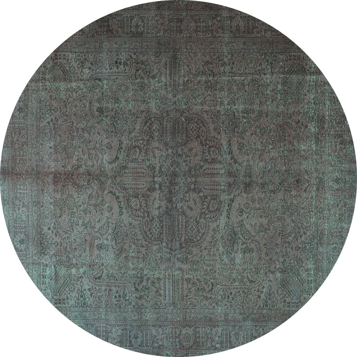 Round Persian Turquoise Traditional Rug, tr3874turq