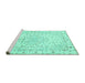 Sideview of Machine Washable Persian Turquoise Traditional Area Rugs, wshtr3875turq