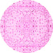 Round Persian Pink Traditional Rug, tr3875pnk