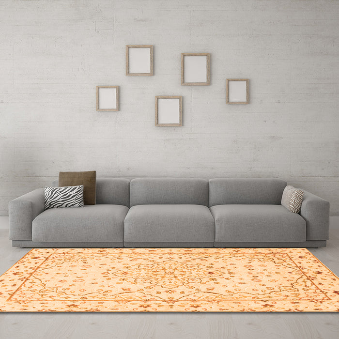 Machine Washable Persian Orange Traditional Area Rugs in a Living Room, wshtr3875org