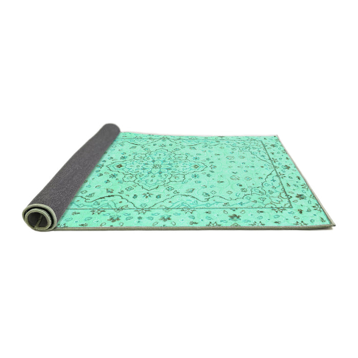 Sideview of Persian Turquoise Traditional Rug, tr3875turq