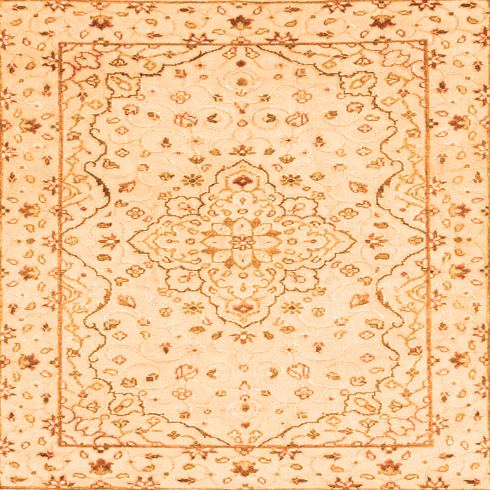 Round Machine Washable Persian Orange Traditional Area Rugs, wshtr3875org