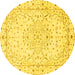 Round Machine Washable Persian Yellow Traditional Rug, wshtr3875yw