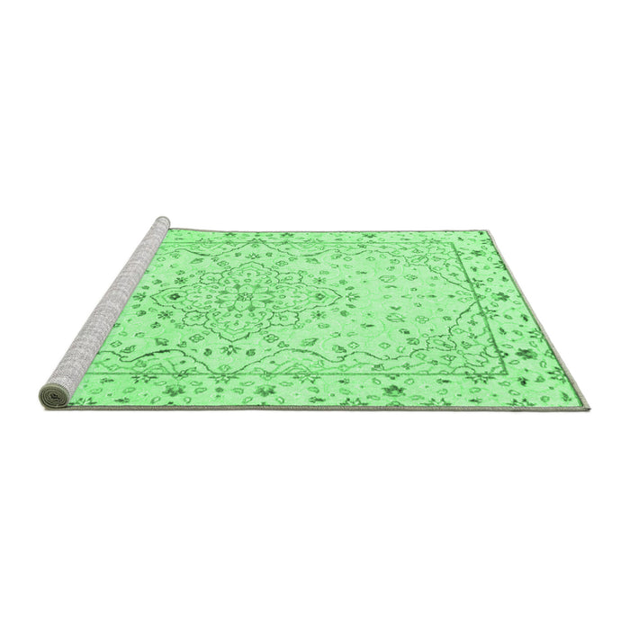 Sideview of Machine Washable Persian Emerald Green Traditional Area Rugs, wshtr3875emgrn