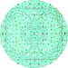 Round Persian Turquoise Traditional Rug, tr3875turq