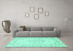 Machine Washable Persian Turquoise Traditional Area Rugs in a Living Room,, wshtr3875turq