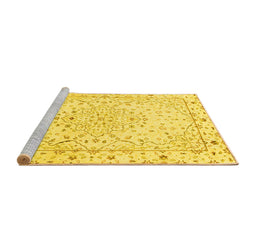 Sideview of Machine Washable Persian Yellow Traditional Rug, wshtr3875yw