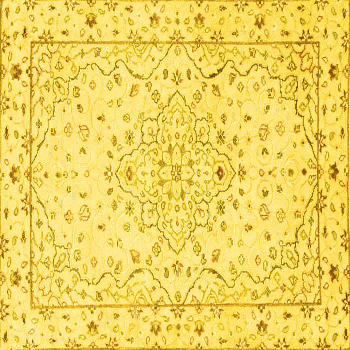 Square Machine Washable Persian Yellow Traditional Rug, wshtr3875yw