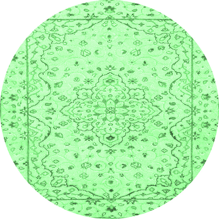 Round Persian Emerald Green Traditional Rug, tr3875emgrn