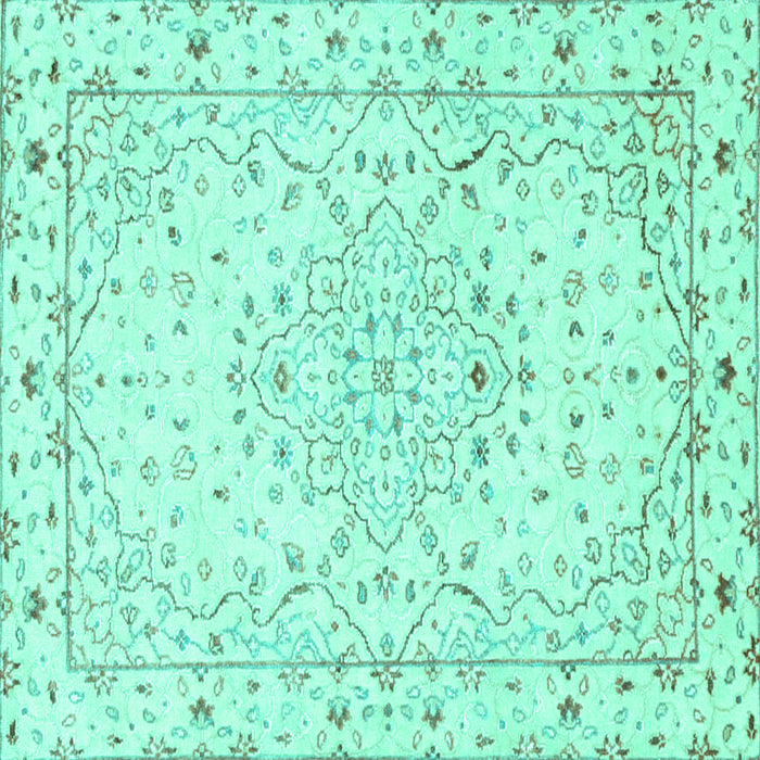 Square Machine Washable Persian Turquoise Traditional Area Rugs, wshtr3875turq