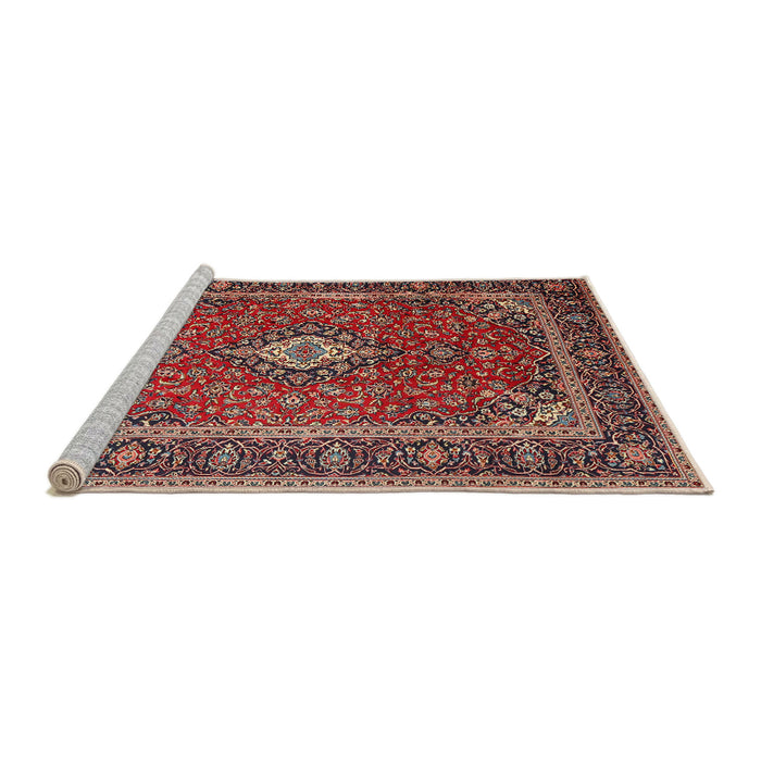 Sideview of Machine Washable Traditional Saffron Red Rug, wshtr3876
