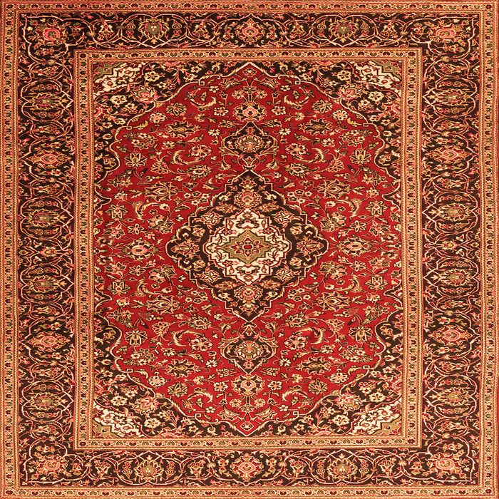 Serging Thickness of Medallion Orange Traditional Rug, tr3876org