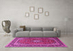 Machine Washable Medallion Pink Traditional Rug in a Living Room, wshtr3876pnk