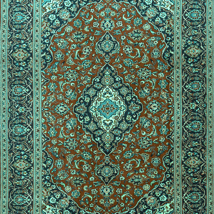 Machine Washable Medallion Turquoise Traditional Area Rugs, wshtr3876turq