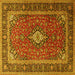 Square Medallion Yellow Traditional Rug, tr3876yw