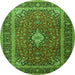 Square Medallion Green Traditional Rug, tr3876grn