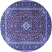 Round Medallion Blue Traditional Rug, tr3876blu