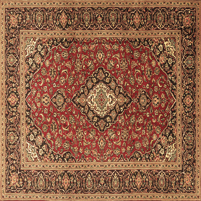 Square Machine Washable Medallion Brown Traditional Rug, wshtr3876brn