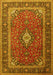 Machine Washable Medallion Yellow Traditional Rug, wshtr3876yw