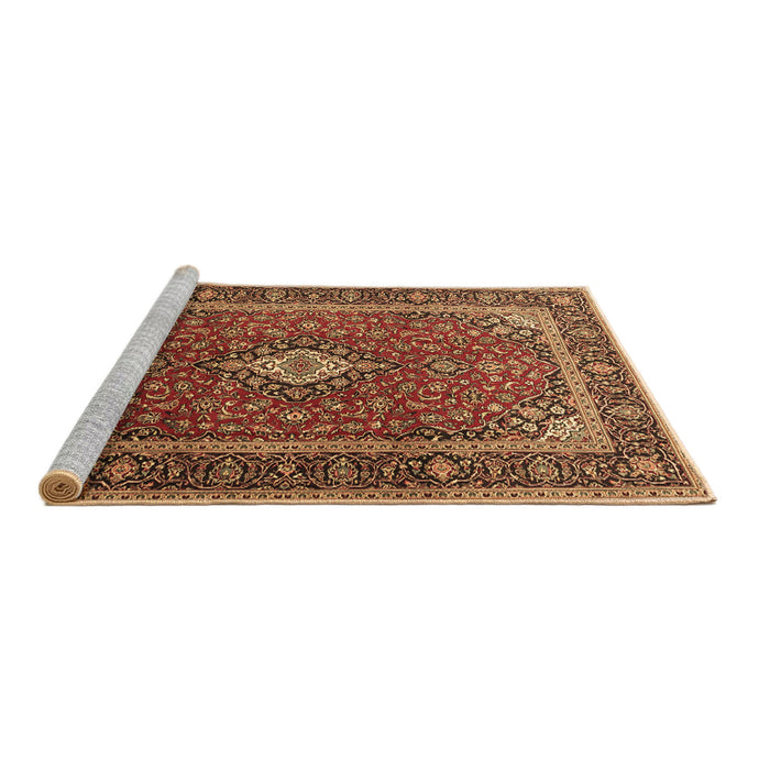Sideview of Machine Washable Medallion Brown Traditional Rug, wshtr3876brn