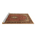 Sideview of Machine Washable Medallion Brown Traditional Rug, wshtr3876brn