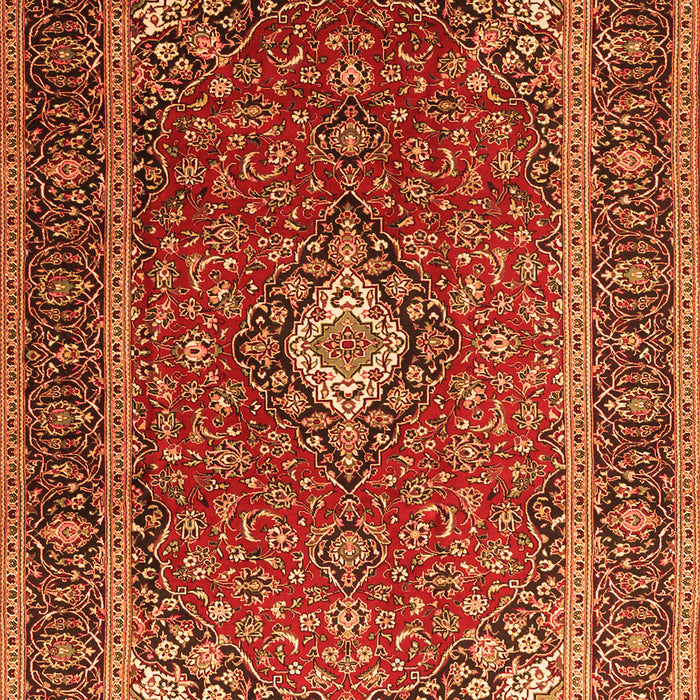 Serging Thickness of Machine Washable Medallion Orange Traditional Area Rugs, wshtr3876org