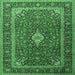 Square Medallion Emerald Green Traditional Rug, tr3876emgrn