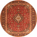 Machine Washable Medallion Orange Traditional Area Rugs, wshtr3876org