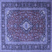 Square Medallion Blue Traditional Rug, tr3876blu