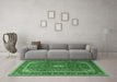 Machine Washable Medallion Emerald Green Traditional Area Rugs in a Living Room,, wshtr3876emgrn